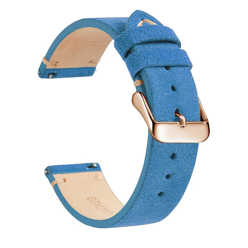 COROS Suede Leather Band with Buckle Color Options – Sky Blue / Rose Gold Buckle
