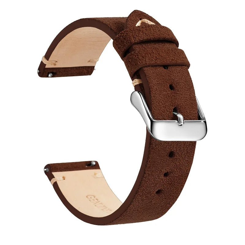 COROS Suede Leather Band with Buckle Color Options – Dark Brown / Silver Buckle