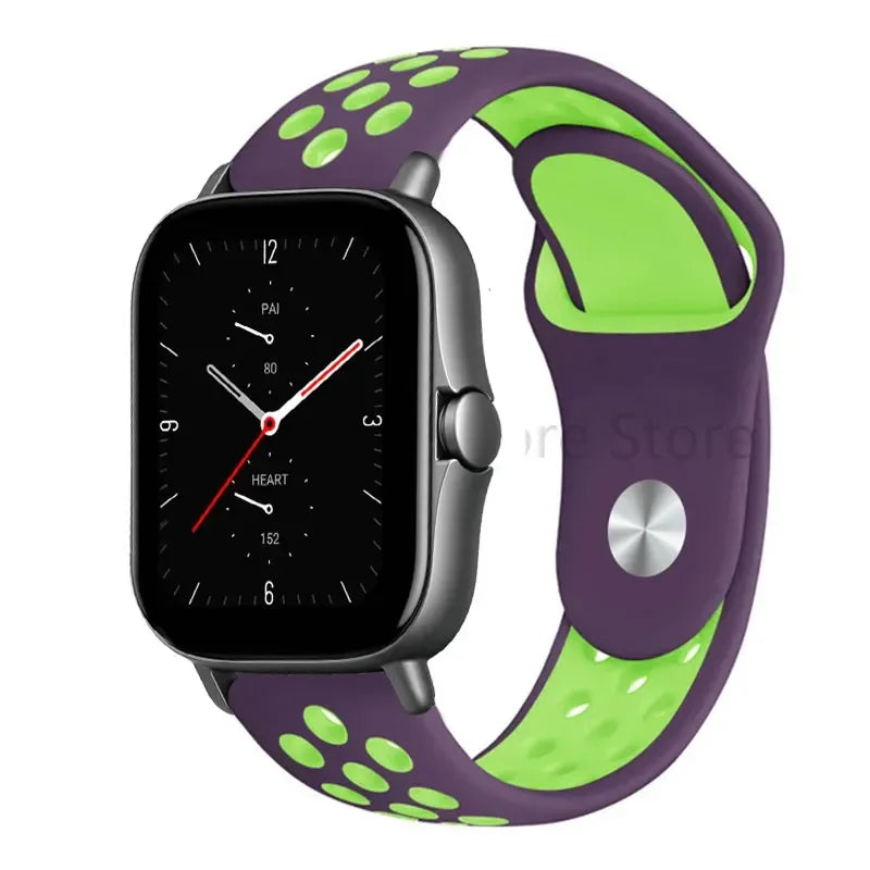 COROS Perforated Two-Tone Silicone Sport Band – Purple / Lime Green
