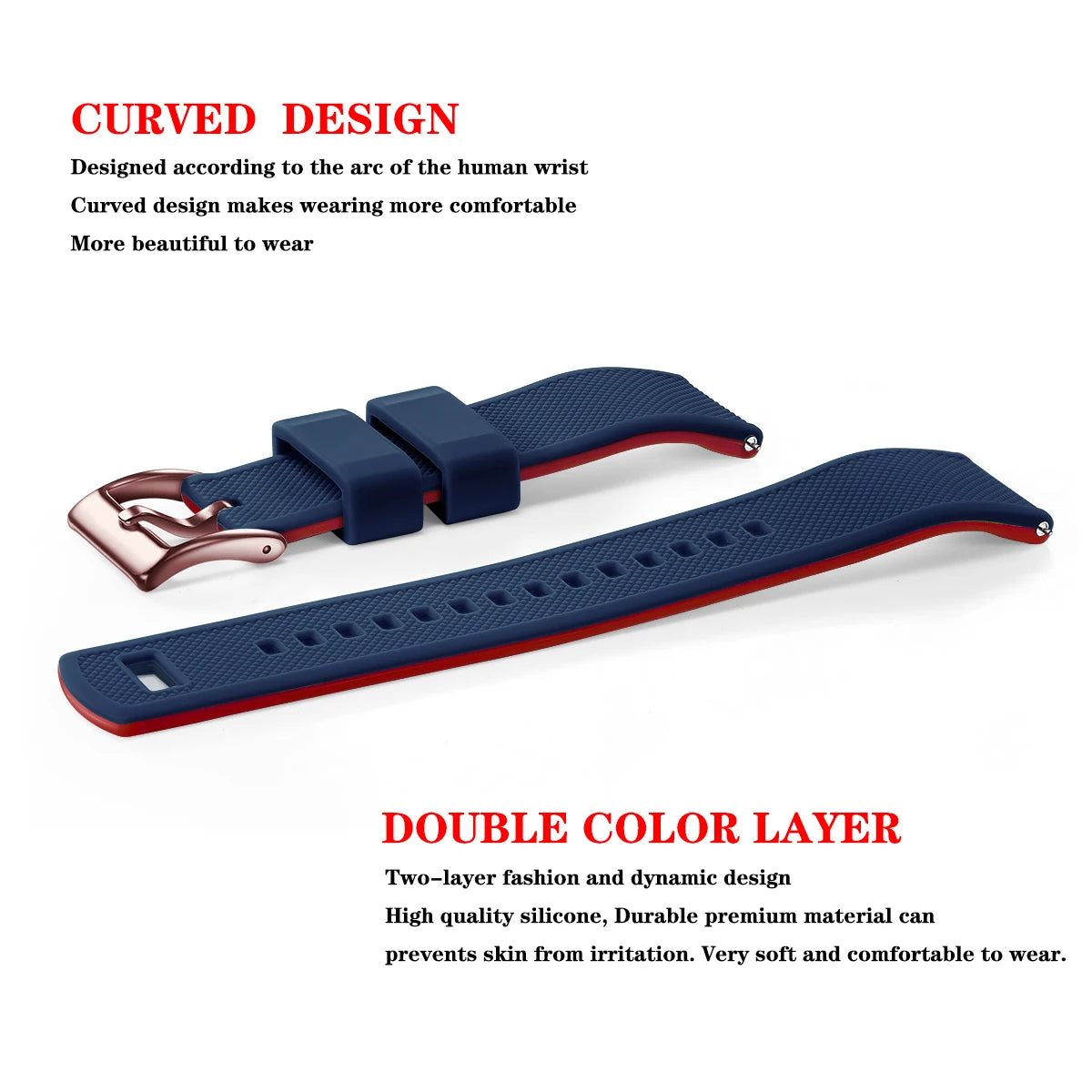 COROS Textured Silicone Watch Band with Buckle Choices - Two-layer silicone construction
