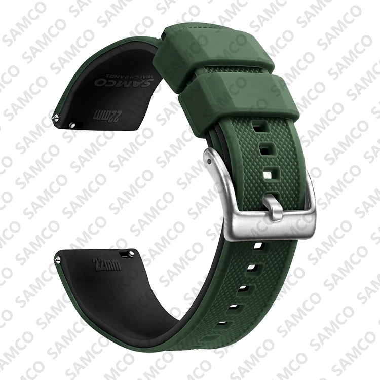 Polar Textured Silicone Band with Buckle Choices – Army Green / Black / Silver Buckle