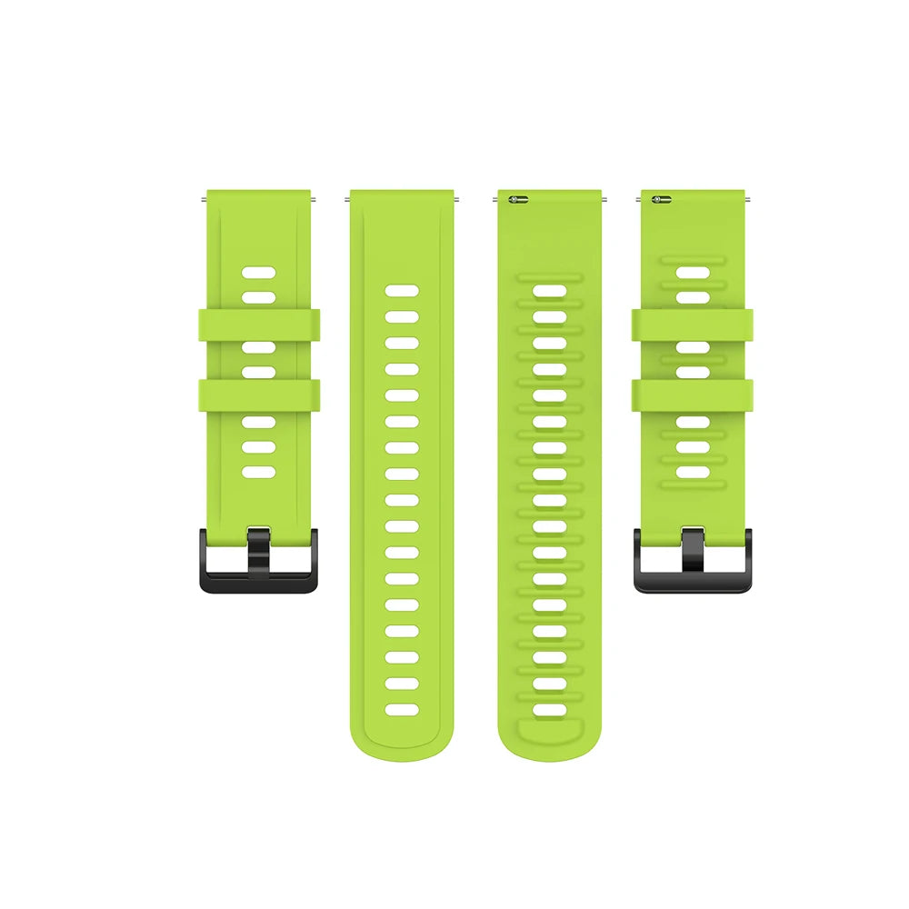 COROS Silicone Sport Watch Band with Black Buckle - Lime strap pieces laid flat