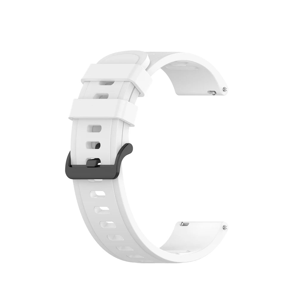 COROS Silicone Sport Watch Band with Black Buckle - White