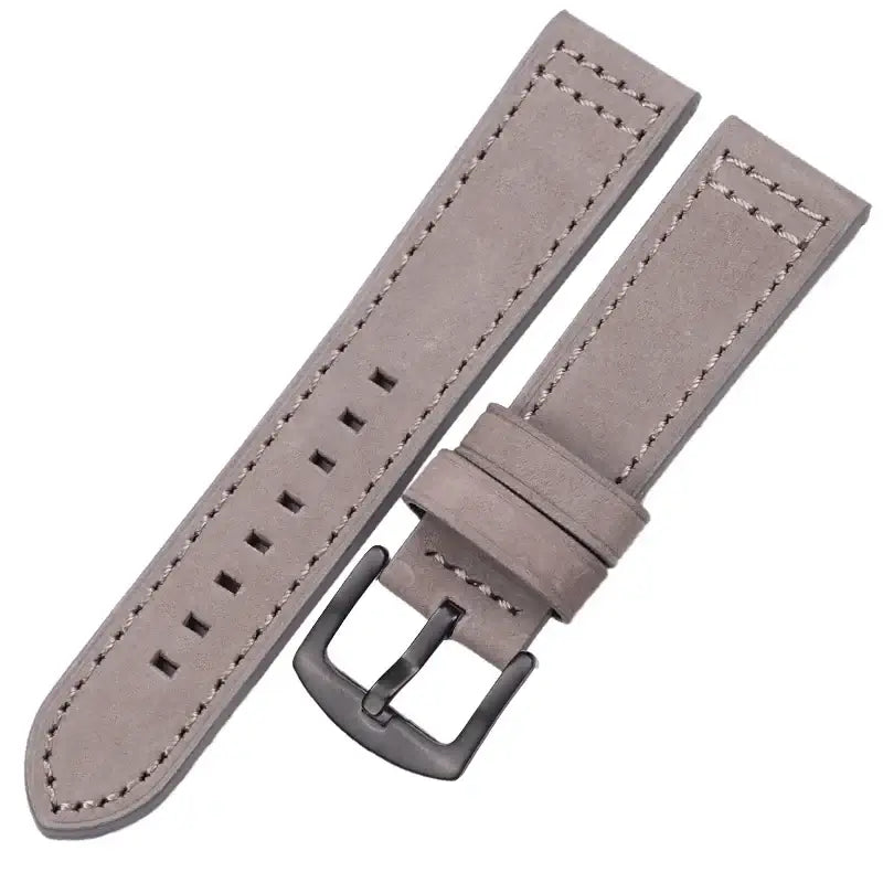 Samsung Galaxy Watch Box-Stitch Leather Band in Gray / Black Buckle