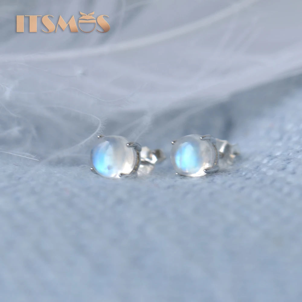 Oval Moonstone Stud Earrings, 925 Sterling Silver, photo 5