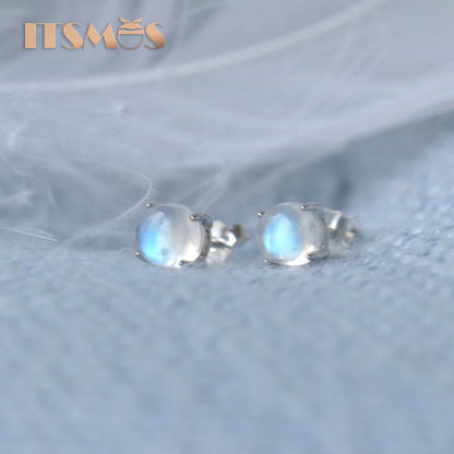 Oval Moonstone Stud Earrings, 925 Sterling Silver, photo 5