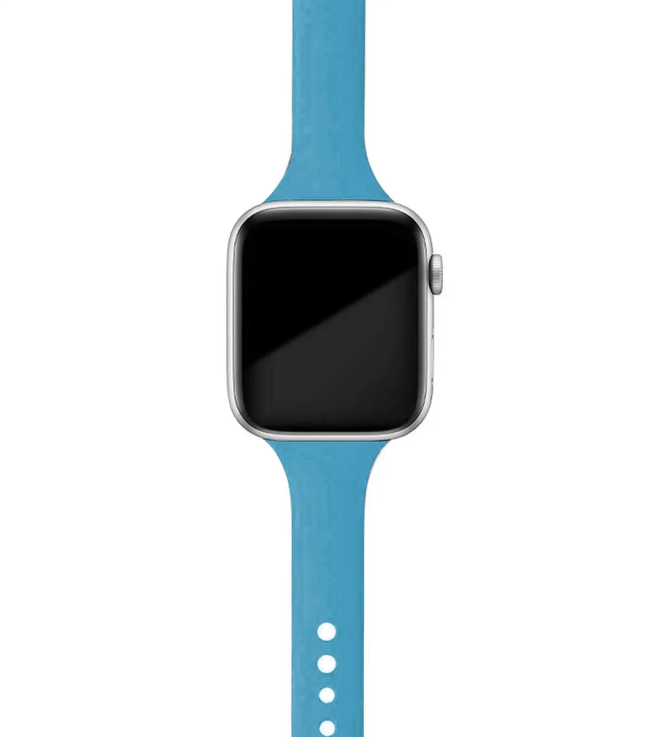 Apple Watch with a blue silicone band, combining style and comfort for daily wear.