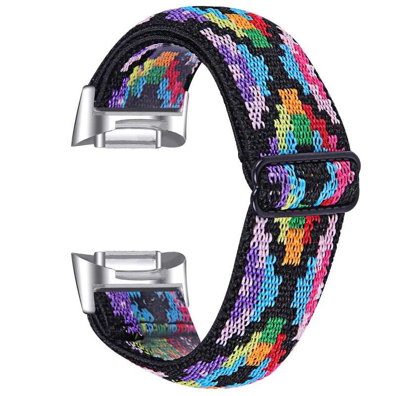 Colorful nylon strap for Fitbit Charge 6 designed for comfort and style, perfect for active lifestyles. Available at bandsco.
