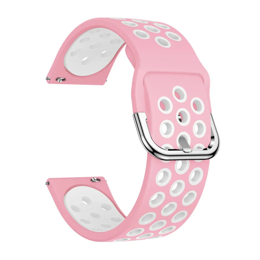 Fitbit Versa 1/2 & Lite Two-Tone Perforated Band - Pink and white strap
