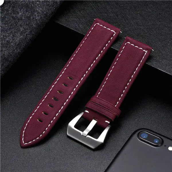 Suunto Slim Stitched Leather Band - Wine Red