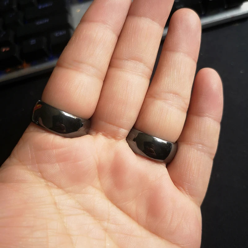 Simulated Hematite 10mm Domed Band Ring