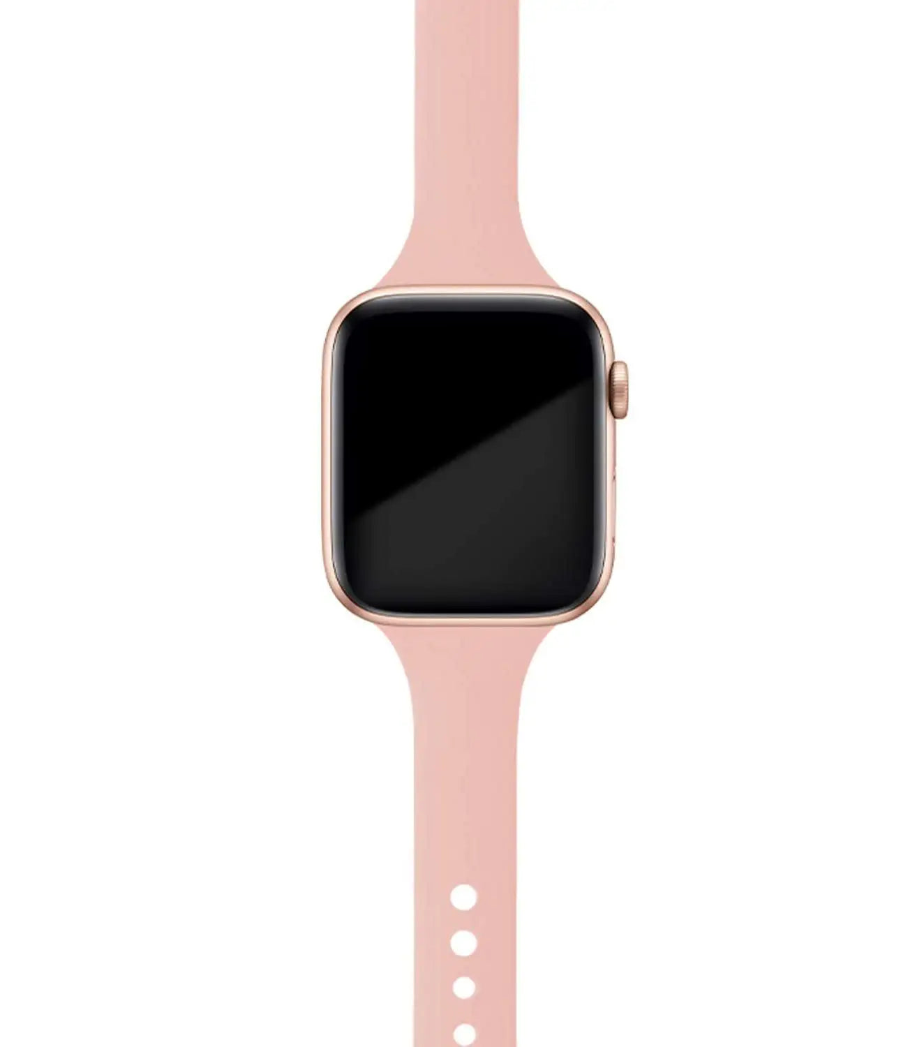Apple Watch with soft pink silicone band, showcasing comfort and versatility for everyday wear.