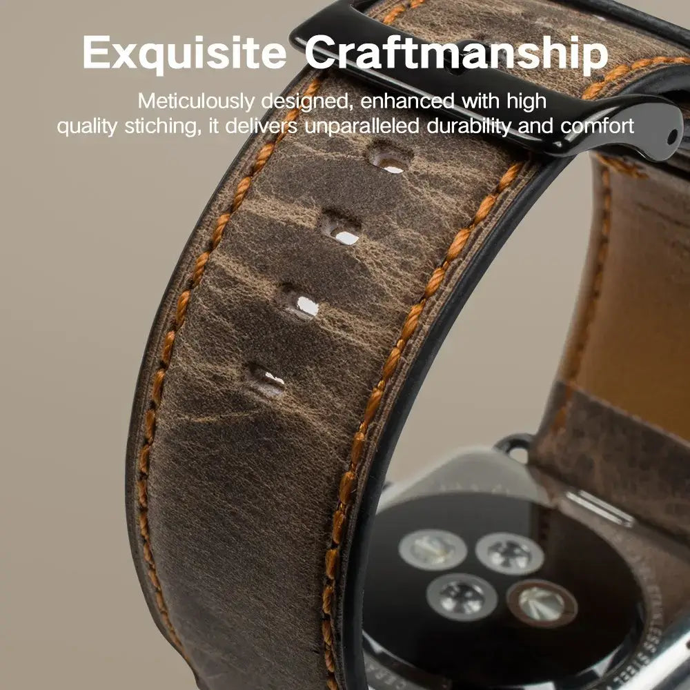 Close-up of leather texture and contrast stitching