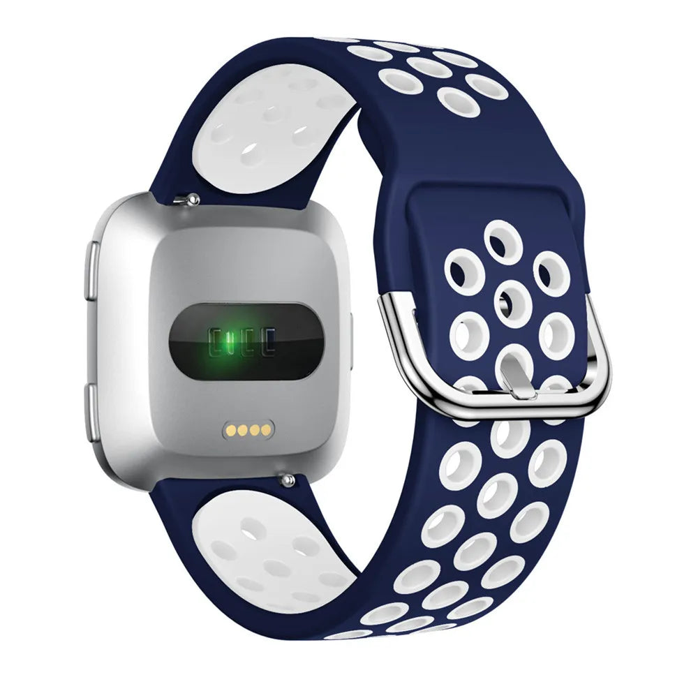 Fitbit Versa 1/2 & Lite Two-Tone Perforated Band - Navy / White