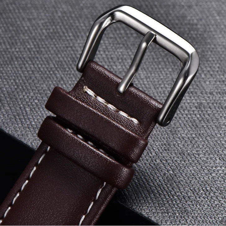 Motorola Moto Watch Band, Soft Calfskin Leather Strap, Steel Buckle with smooth texture and flexible fit.