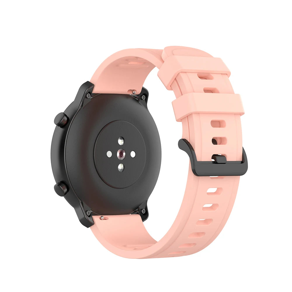 COROS Silicone Sport Watch Band with Black Buckle - Peach pink band rear view