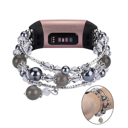 Fashion beaded strap for Fitbit Charge 6, 5, 4, 3, stylish and comfortable smartwatch band from bandsco.