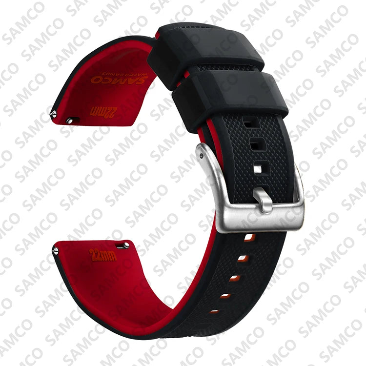 Polar Textured Silicone Band with Buckle Choices – Black / Red / Silver Buckle