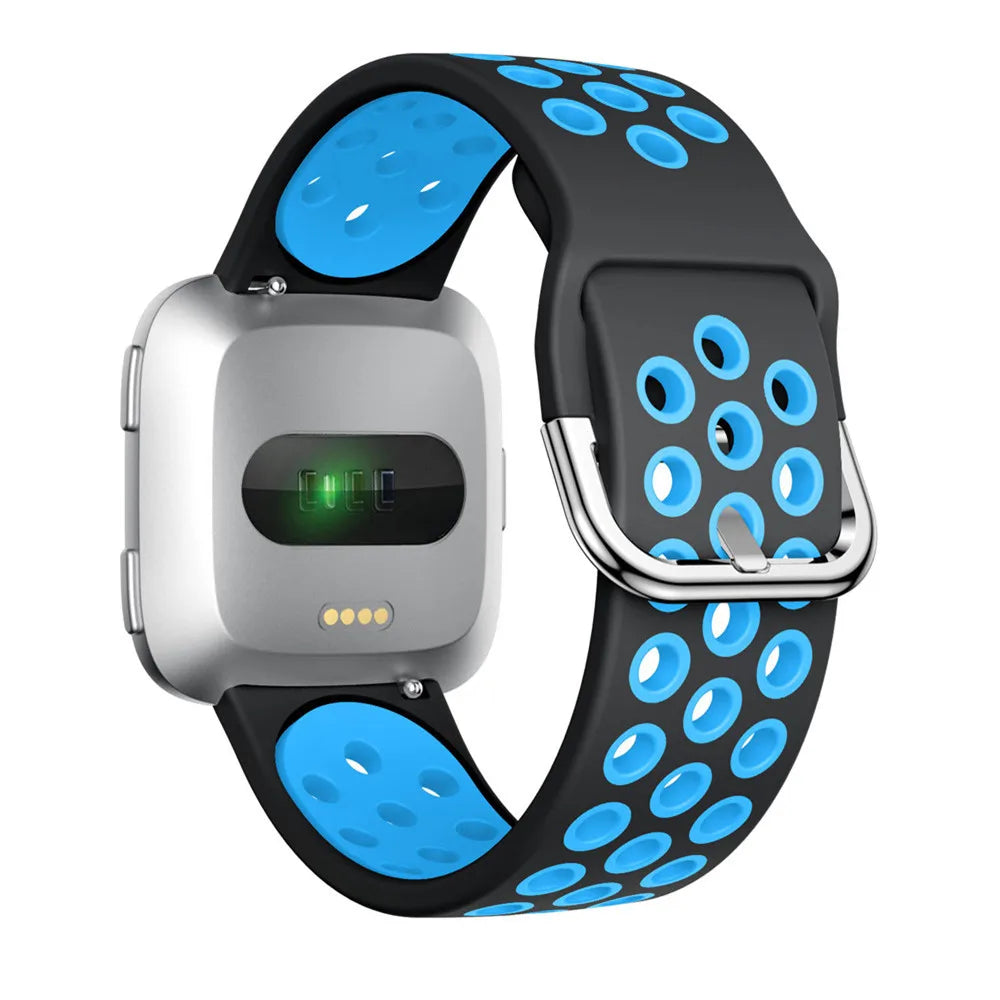 Fitbit Versa 1/2 & Lite Two-Tone Perforated Band - Black / Blue
