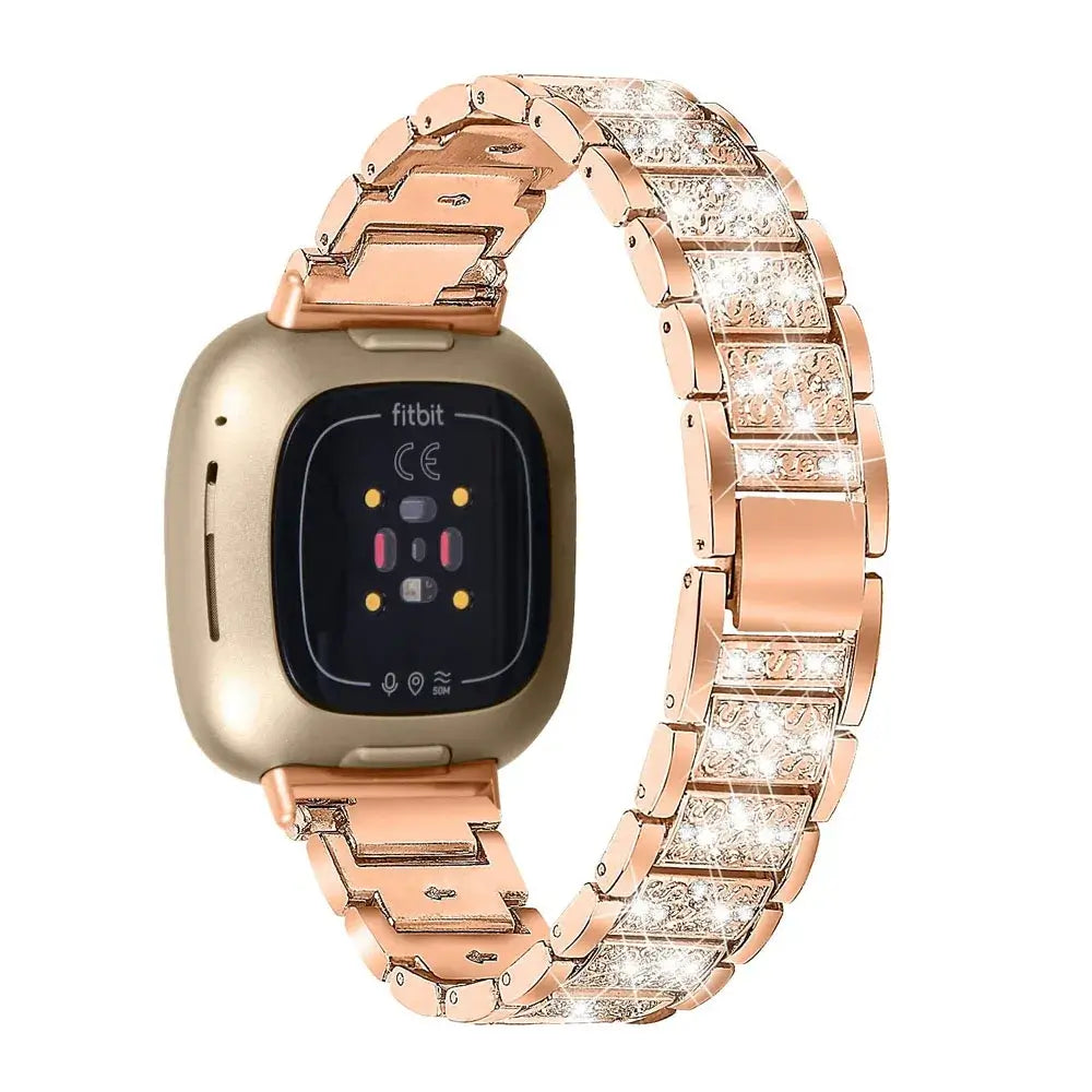 Fitbit Versa 4 Sparkling Panel Metal Bracelet Band - Rose gold sparkling panel bracelet