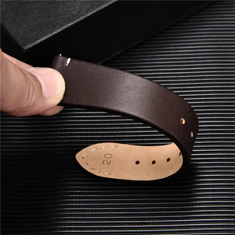 Leather strap flexibility detail for compatible Huawei watches
