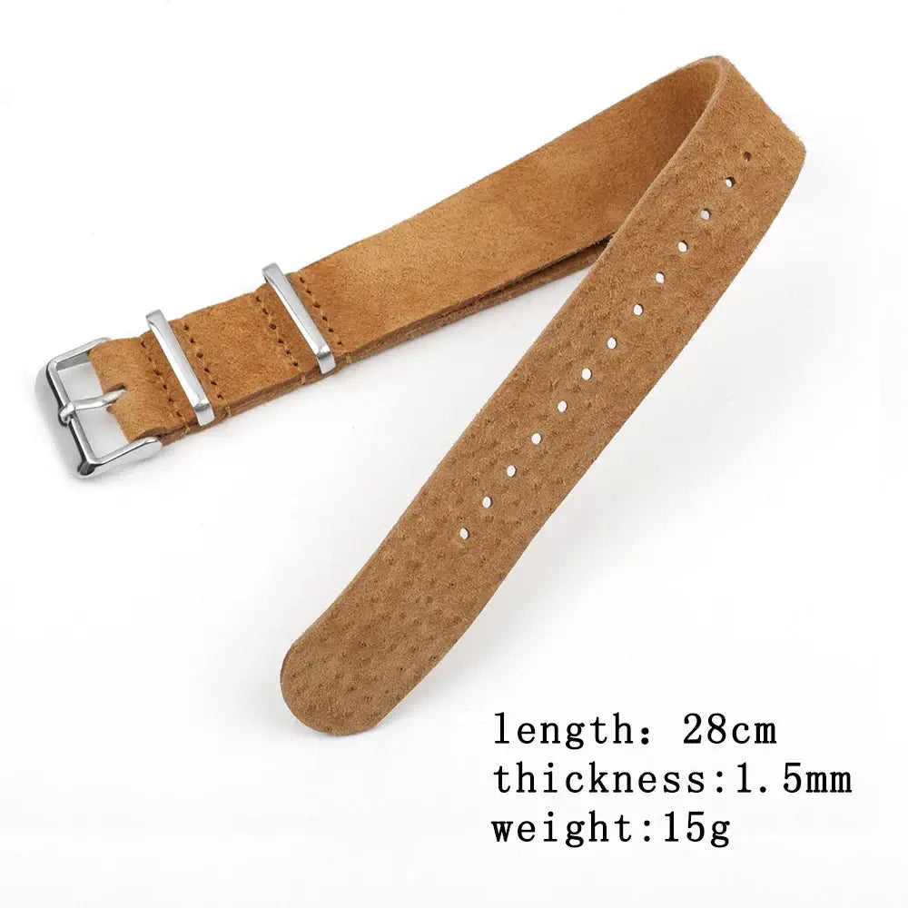 Suede leather strap for Huawei Watch, 28cm length, 1.5mm thickness, lightweight design for style and comfort.