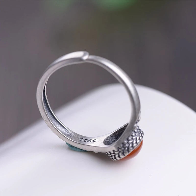 Carnelian oval ring, open adjustable band