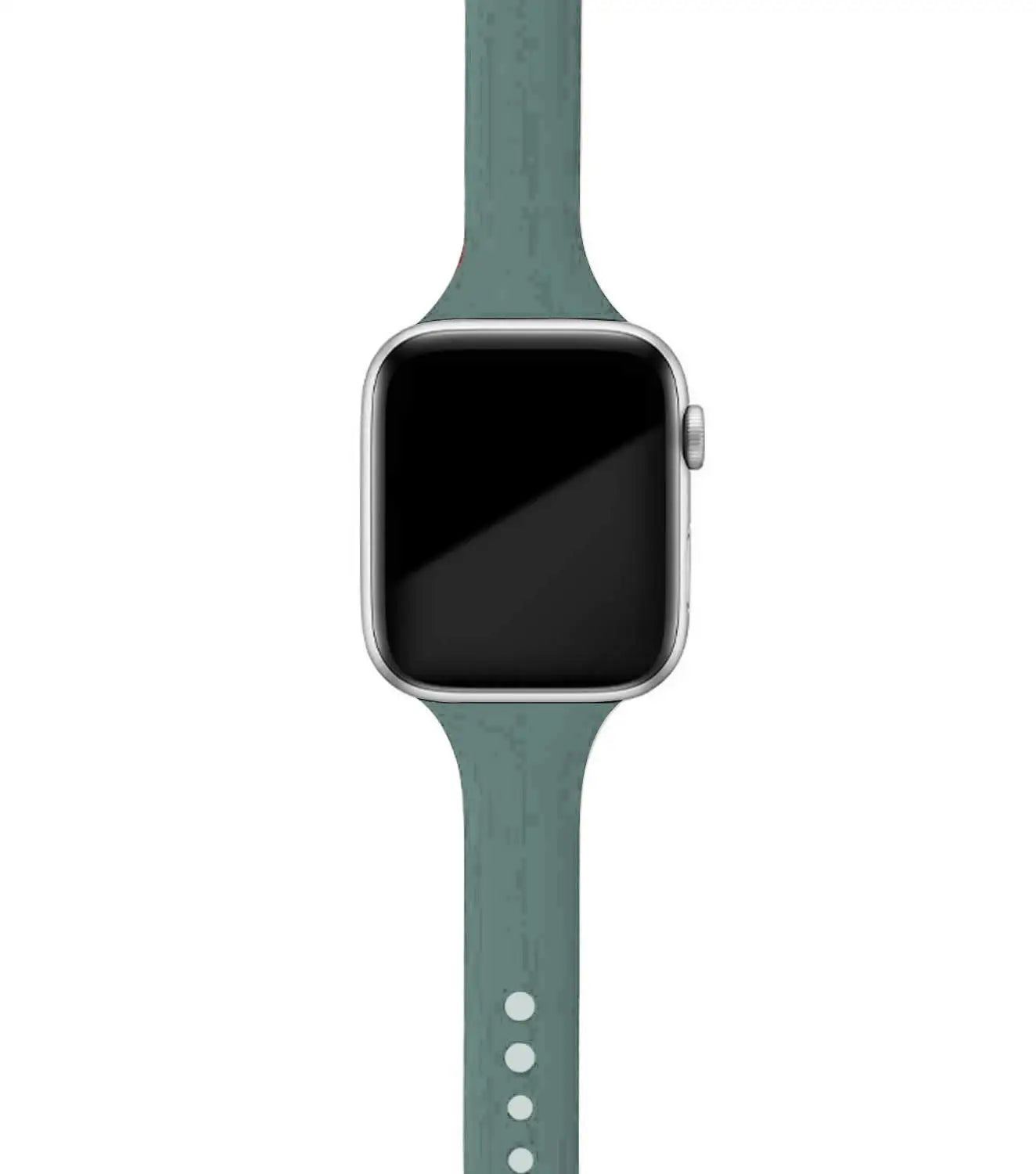 Apple Watch with a soft teal silicone band, designed for comfort and daily wear.