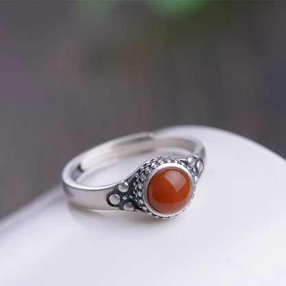Carnelian oval ring in antiqued 925 sterling silver