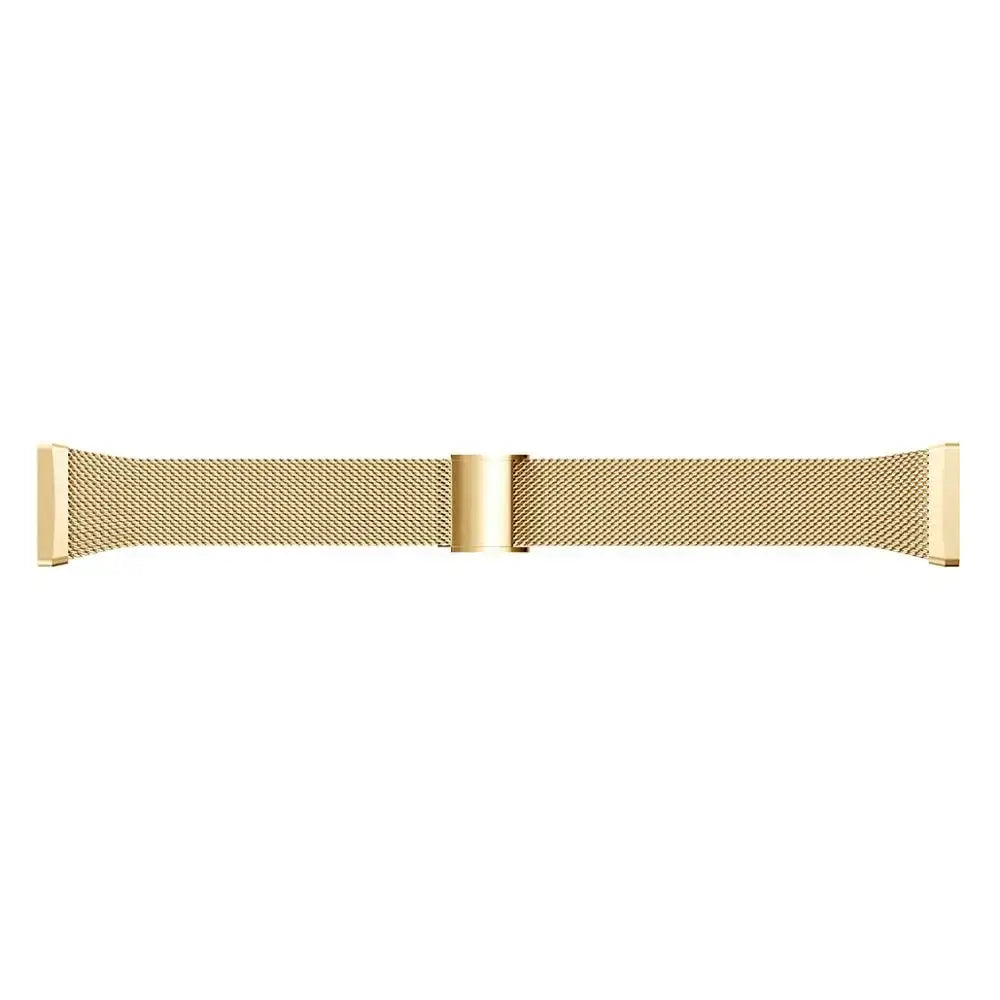 Fitbit Versa 3/4 & Sense 1/2 Steel Mesh Clasp Band - Gold band and clasp laid flat