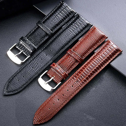 Black and brown leather straps for Ticwatch, adjustable bands in various sizes for a perfect wrist fit.