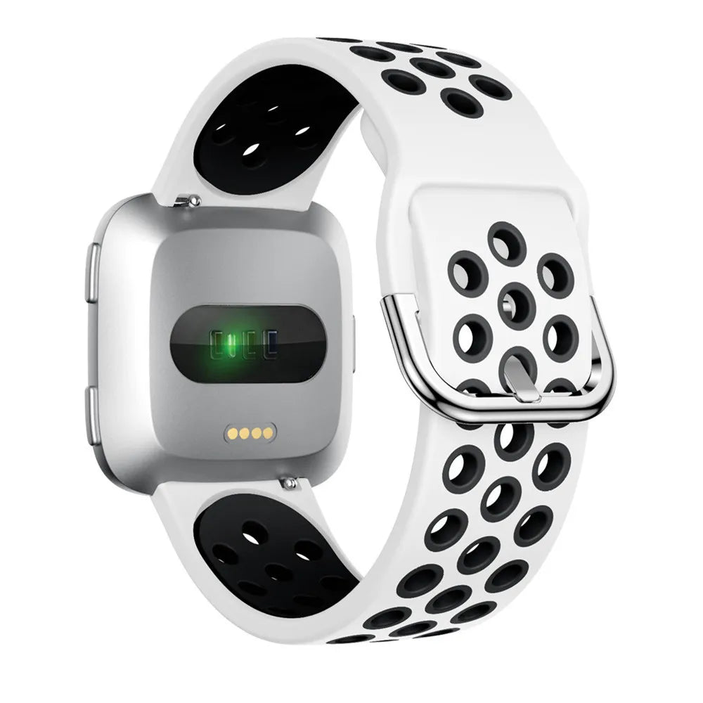 Fitbit Versa 1/2 & Lite Two-Tone Perforated Band - White / Black