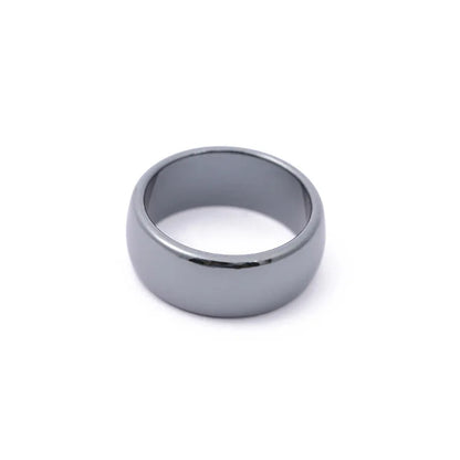 Simulated Hematite 10mm Domed Band Ring