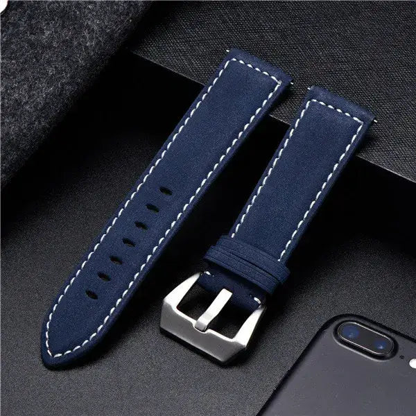 Suunto Slim Stitched Leather Band - Navy Blue