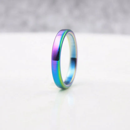 Simulated Hematite Band Ring, Black or Rainbow-Coated