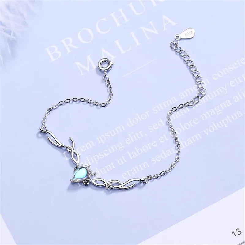 Simulated Moonstone Deer Bracelet, 925 Sterling Silver, photo 3