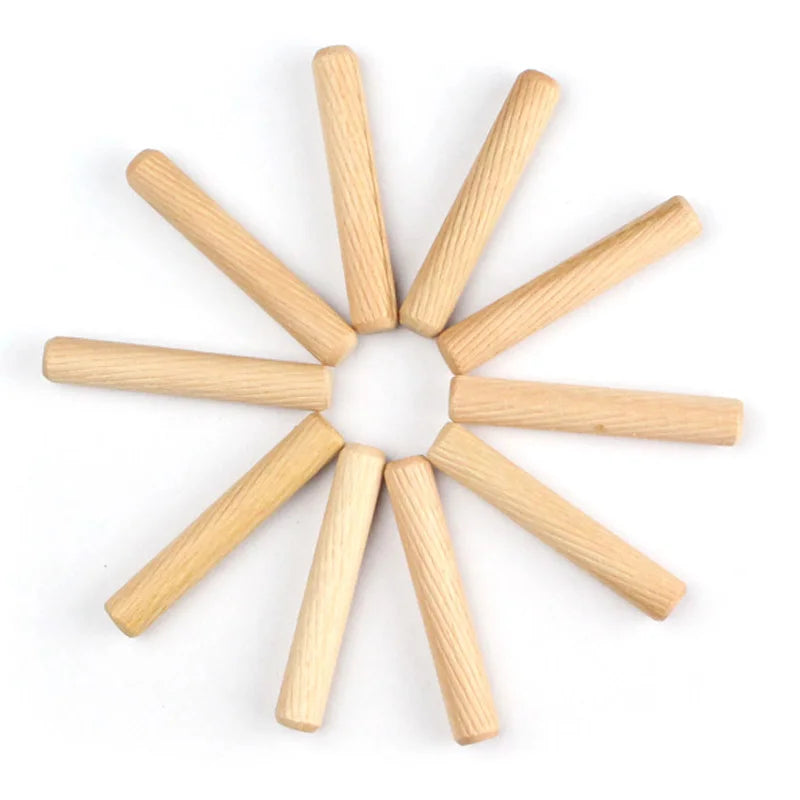 Fluted Wood Dowel Pins, 50-Pack, 6/8/10mm