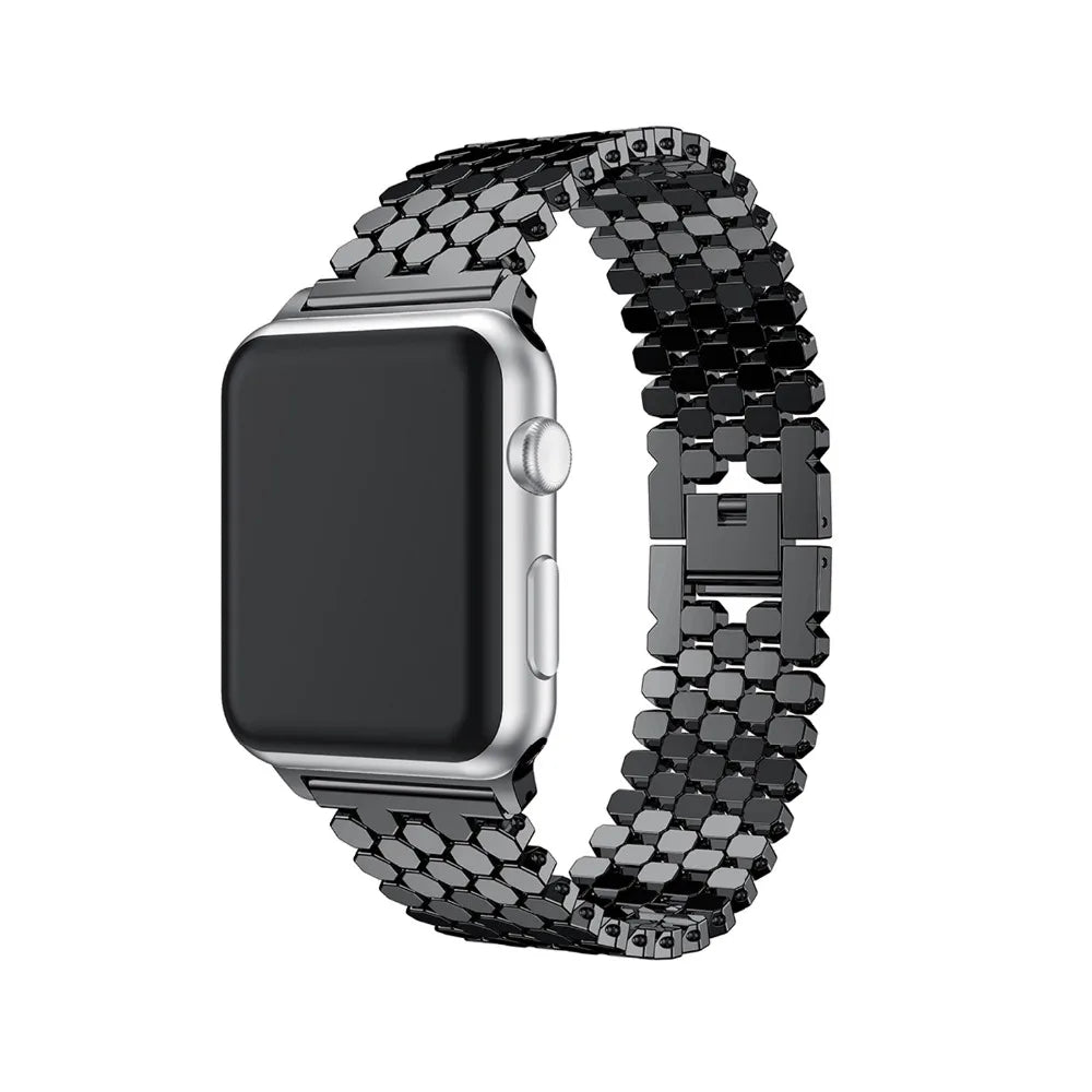 Black fish scale Apple Watch bracelet
