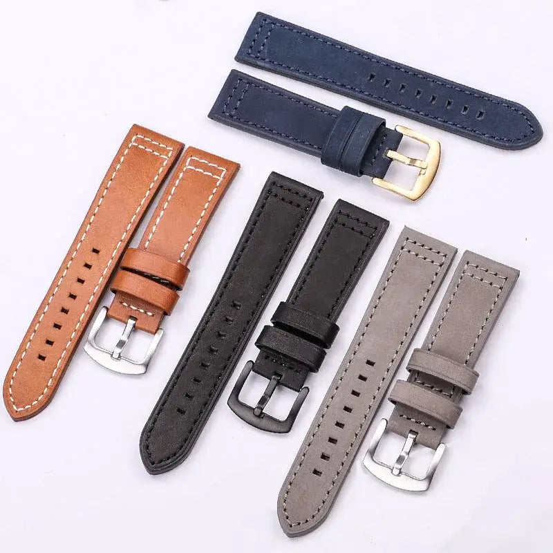 Four box-stitched leather strap colors