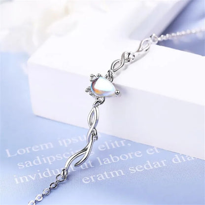 Simulated Moonstone Deer Bracelet, 925 Sterling Silver, photo 2