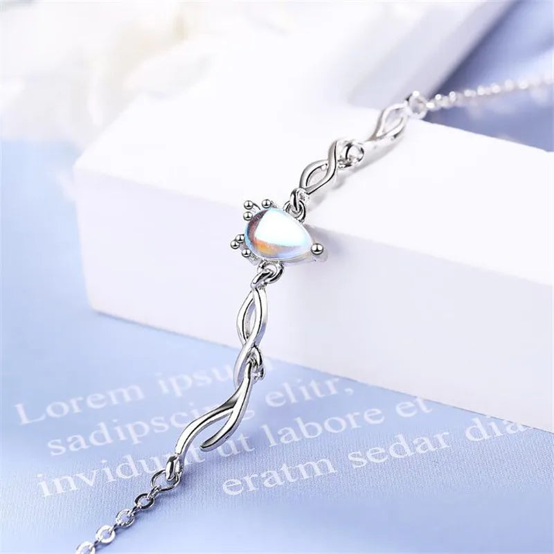 Simulated Moonstone Deer Bracelet, 925 Sterling Silver, photo 2