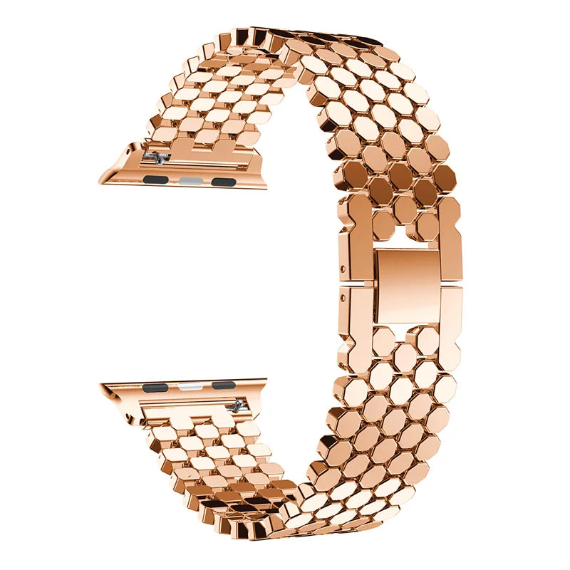 Fish Scale Stainless Steel Apple Watch Bracelet in Rose Gold