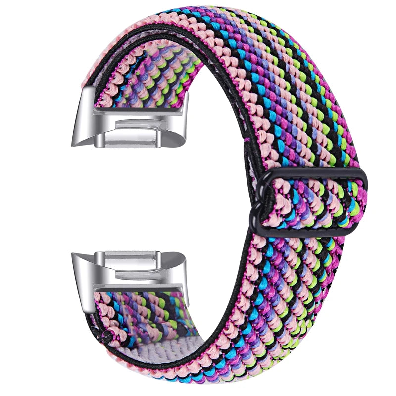 Colorful nylon strap for smartwatch, featuring a braided design, perfect for fitness and style with Bandsco straps.