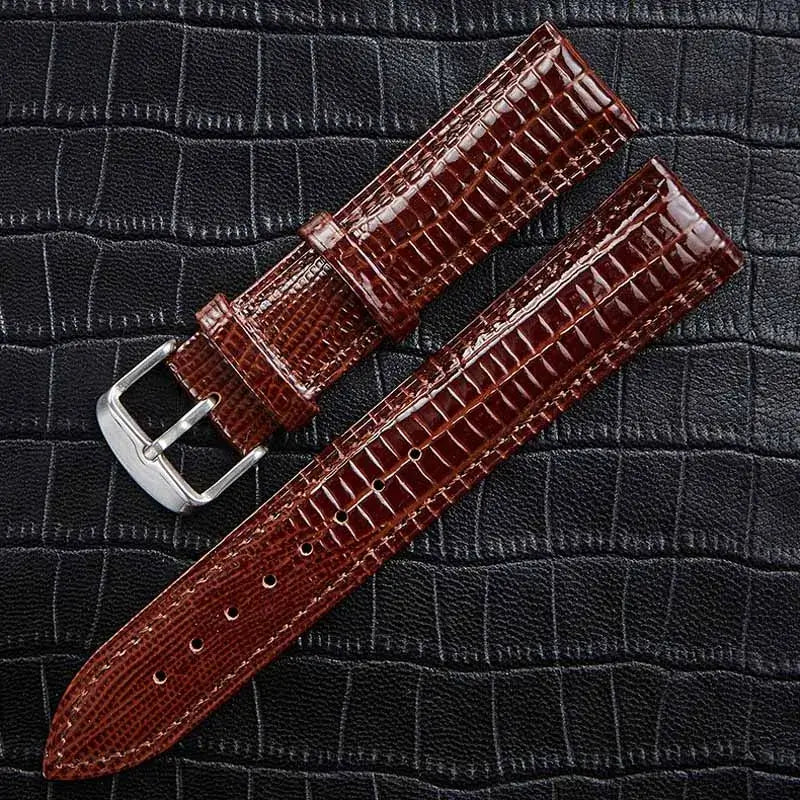 Embossed Leather Buckle Band in Brown / Silver Buckle for compatible Huawei watches