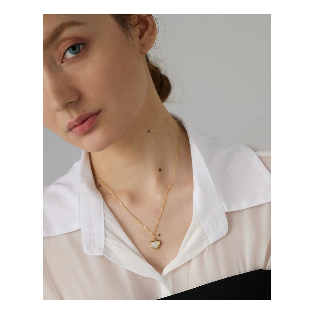 Agate Heart Pendant Necklace, Stainless Steel - view 6