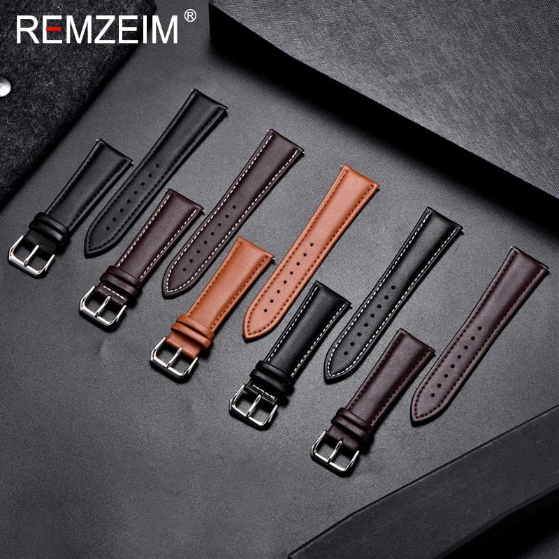 OnePlus Leather Watch Band, Soft Calfskin Strap with Silver Buckle variety of leather straps displayed