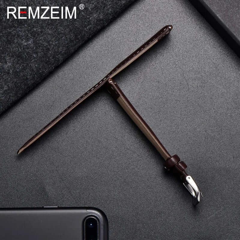 Side profile of a smooth leather strap