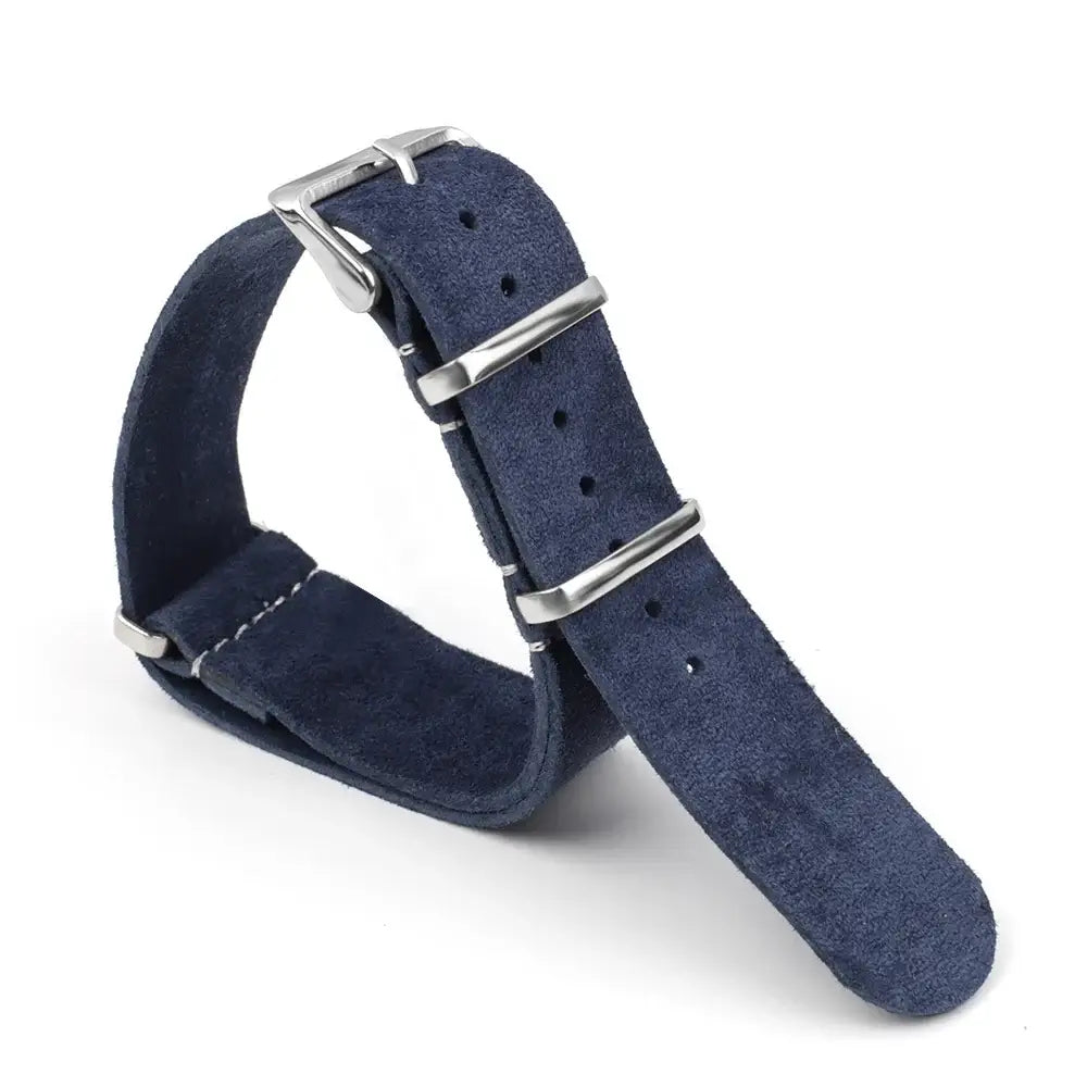 Samsung Galaxy Watch Suede Leather Pass-Through Strap in Navy Blue