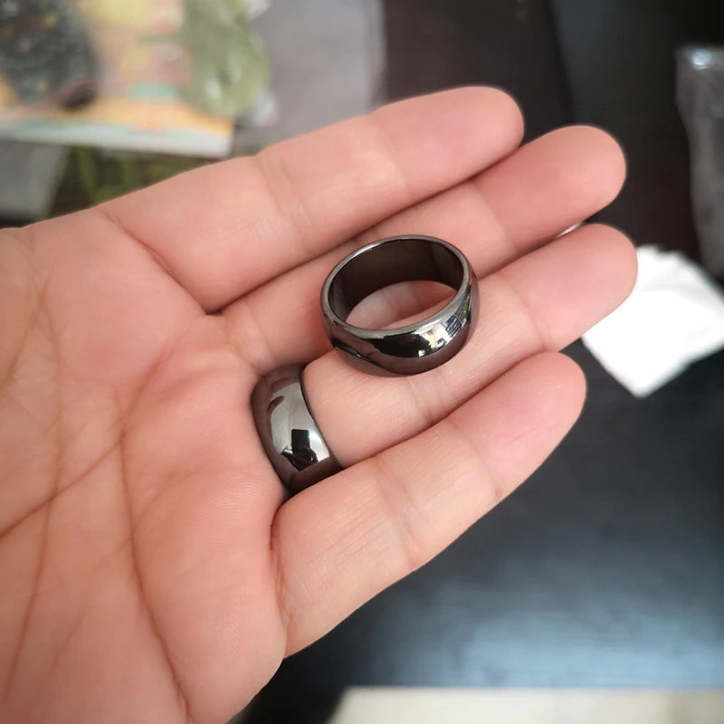 Simulated Hematite 10mm Domed Band Ring