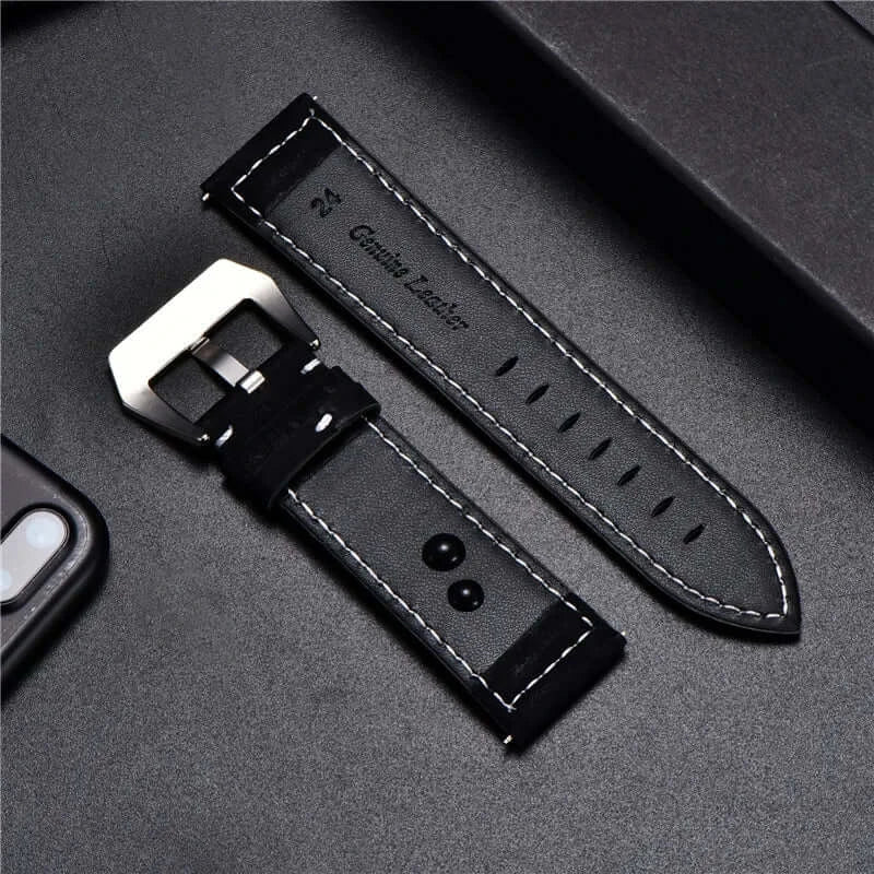 Black leather strap underside